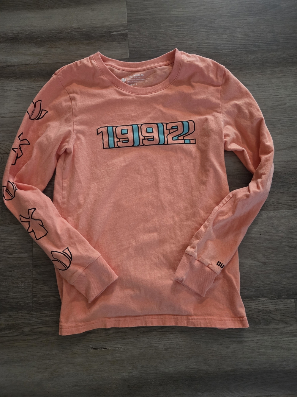 Dutch Bros Coffee 1992 Long Sleeve Coral Orange 100% Cotton Top Sz S